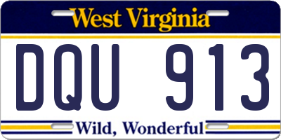 WV license plate DQU913