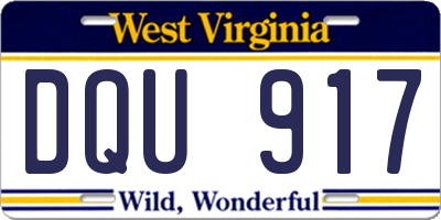 WV license plate DQU917