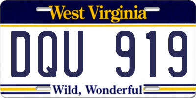 WV license plate DQU919