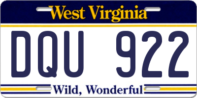 WV license plate DQU922