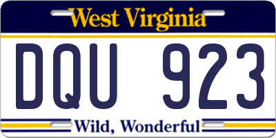 WV license plate DQU923