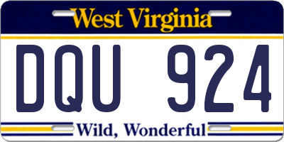 WV license plate DQU924