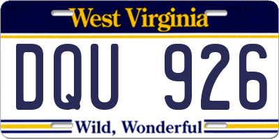 WV license plate DQU926