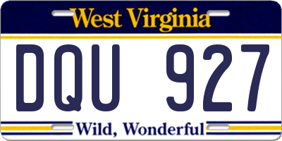 WV license plate DQU927