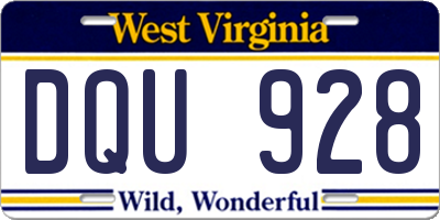 WV license plate DQU928