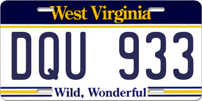 WV license plate DQU933