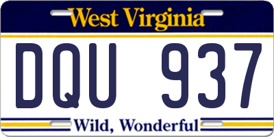 WV license plate DQU937