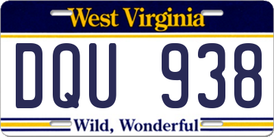 WV license plate DQU938