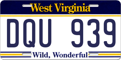 WV license plate DQU939