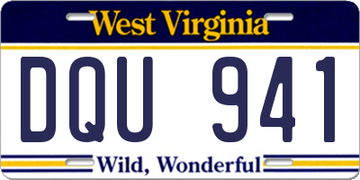 WV license plate DQU941