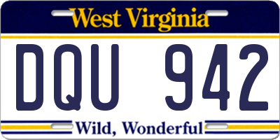 WV license plate DQU942