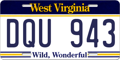 WV license plate DQU943