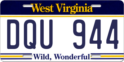 WV license plate DQU944
