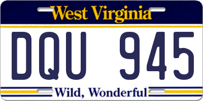 WV license plate DQU945