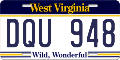 WV license plate DQU948