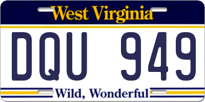 WV license plate DQU949