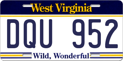 WV license plate DQU952
