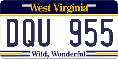 WV license plate DQU955
