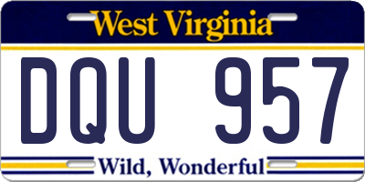 WV license plate DQU957
