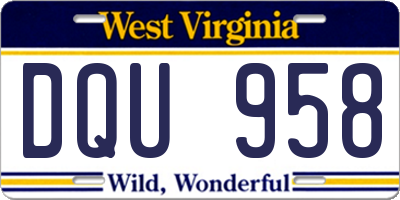 WV license plate DQU958