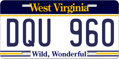 WV license plate DQU960