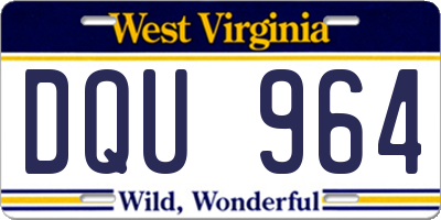 WV license plate DQU964