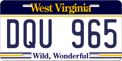 WV license plate DQU965
