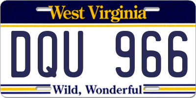 WV license plate DQU966