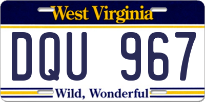 WV license plate DQU967