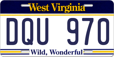 WV license plate DQU970