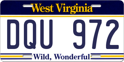 WV license plate DQU972