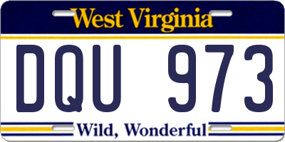 WV license plate DQU973