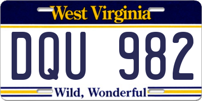 WV license plate DQU982