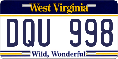 WV license plate DQU998