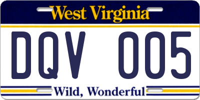 WV license plate DQV005