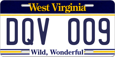 WV license plate DQV009