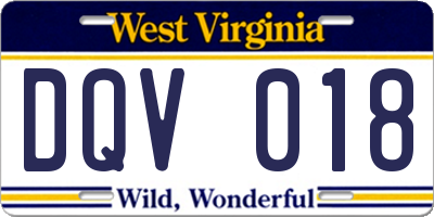 WV license plate DQV018