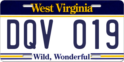 WV license plate DQV019
