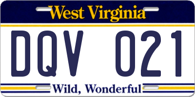 WV license plate DQV021