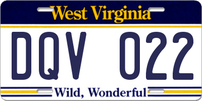 WV license plate DQV022