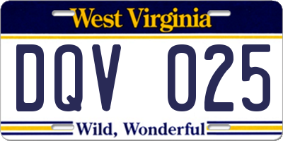 WV license plate DQV025