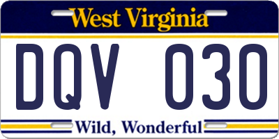 WV license plate DQV030