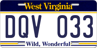 WV license plate DQV033