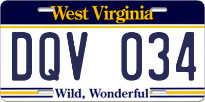 WV license plate DQV034