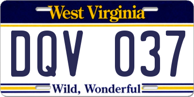 WV license plate DQV037