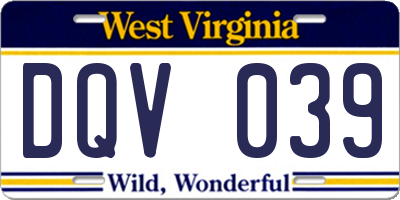 WV license plate DQV039