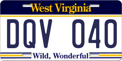 WV license plate DQV040