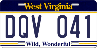 WV license plate DQV041