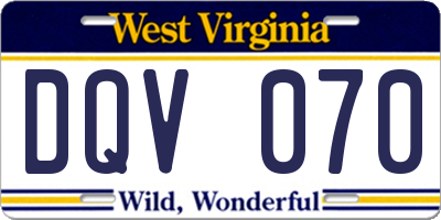 WV license plate DQV070