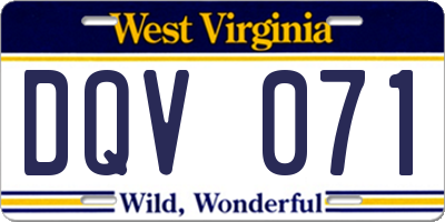 WV license plate DQV071